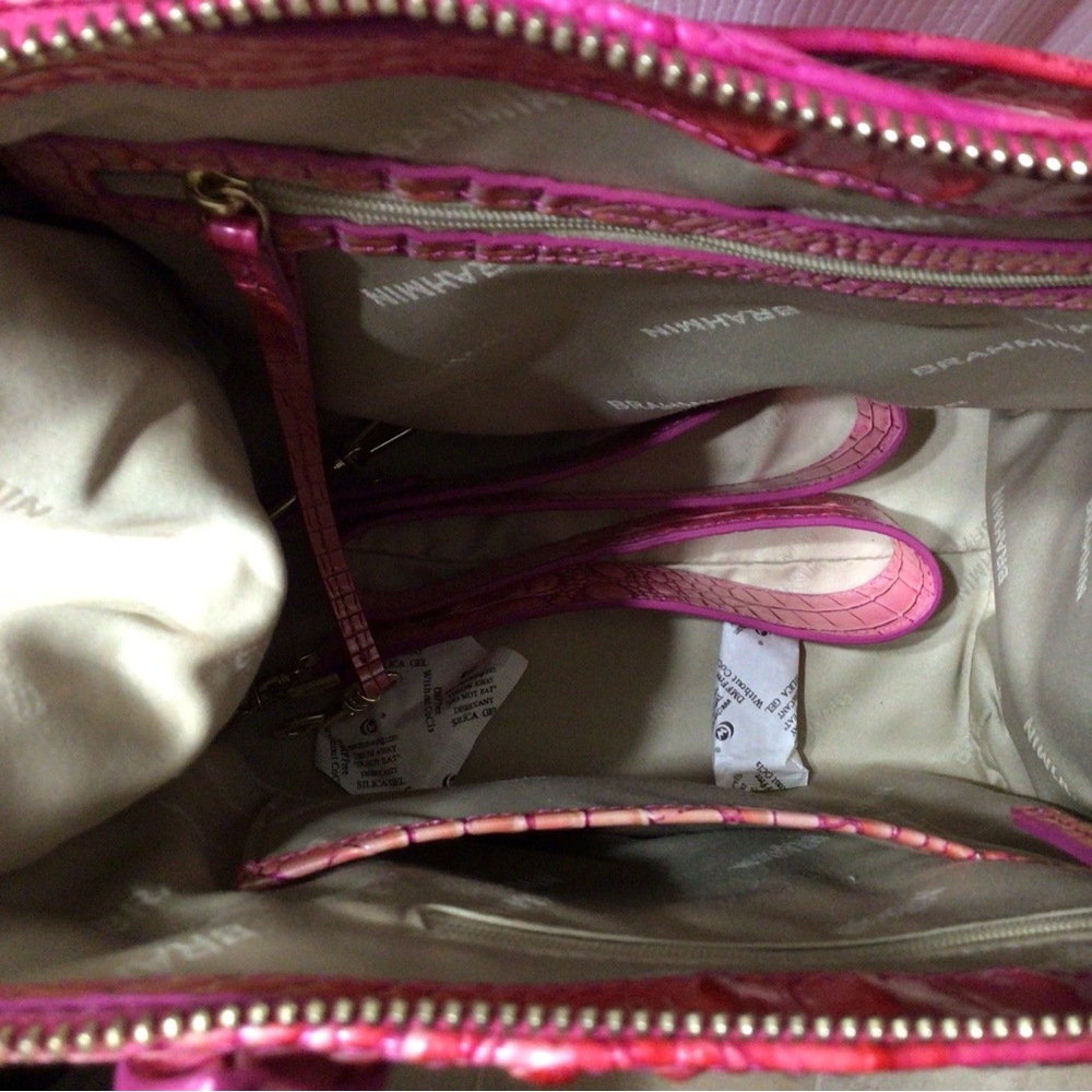 Leather Brahmin Tri-Color Caroline tote.
(Pink, Purple, Coral tones)

NWOT - Picture 13 of 16